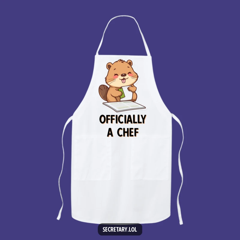 Funny Beaver Stamping Apron: Diligent Kitchen Worker - Hilarious Chef Gift