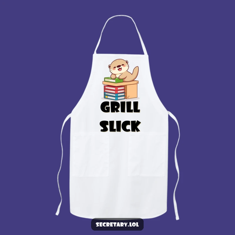 Funny Otter Desk Slide Apron: Playful Chef's Choice for Kitchen Fun