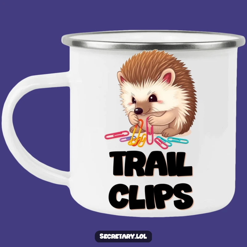 Funny Hedgehog Paper Clip Camping Mug: Determined Adventures with an Organizer