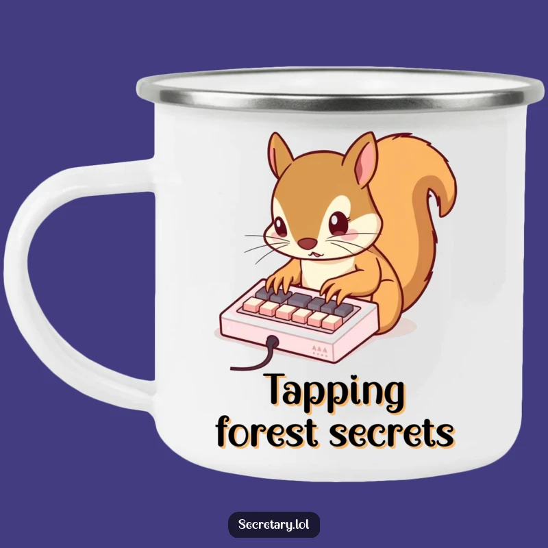 Funny Squirrel Typing Enamel Mug - Speedy Outdoor Brew Gift