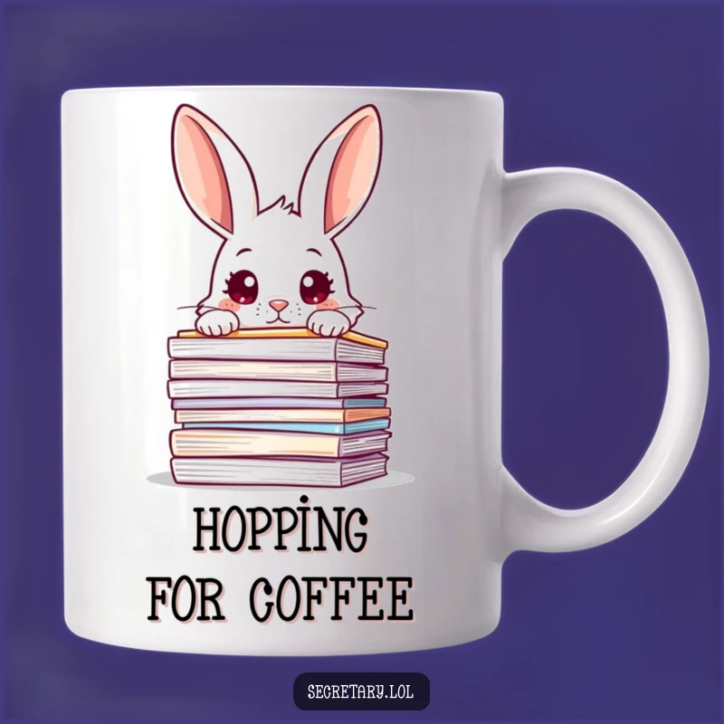 Funny Rabbit File Mug: Curious Overwhelmed Rabbit - Hilarious Office Humor Gift