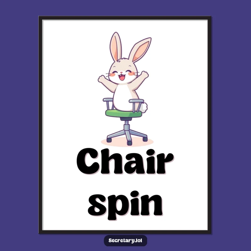Funny Bunny Office Chair Digital Art: Dizzy Decor for Instant Whimsy