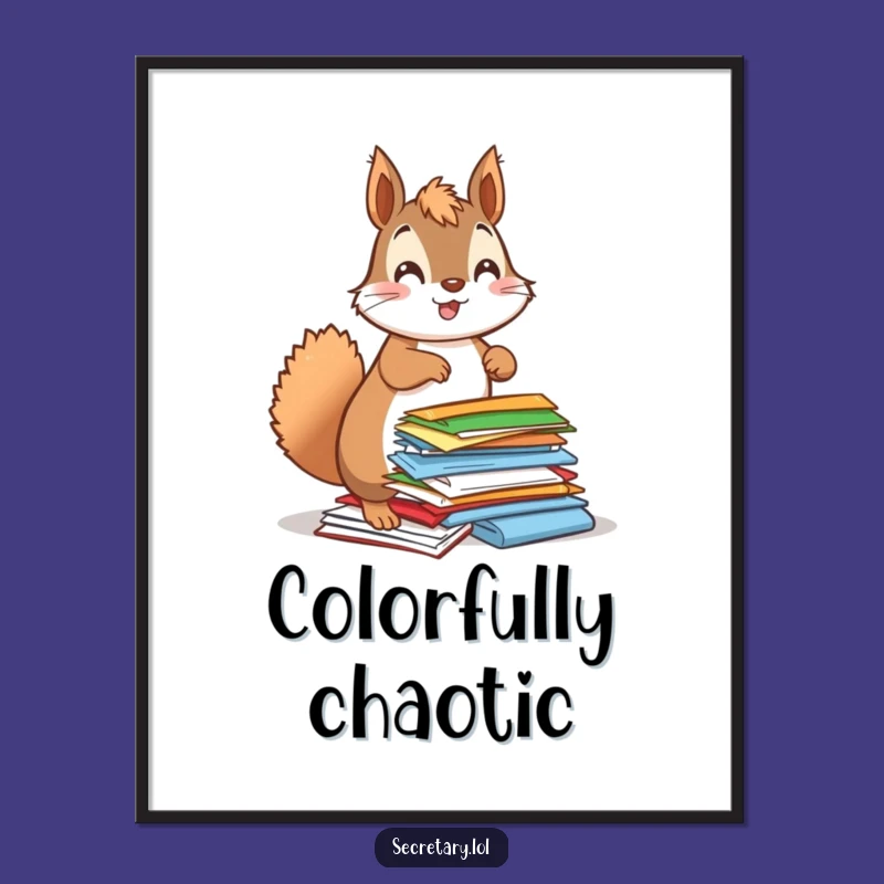 Funny Squirrel Digital Art Print: Enthusiastic Organizer - Instant Download Gift