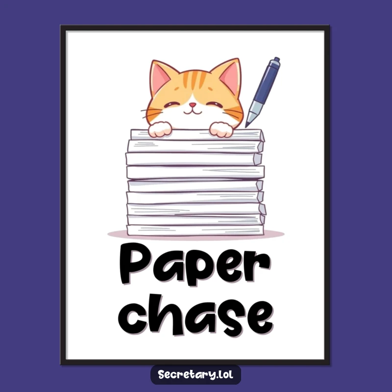 Funny Cat Paperwork Digital Art: Curious Decor for Instant Playful Charm
