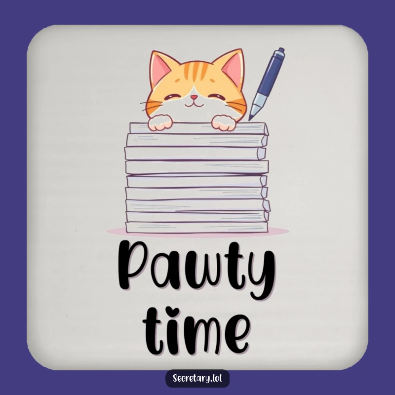 Funny Cat Paperwork Coaster: Curious Protector for Your Surfaces