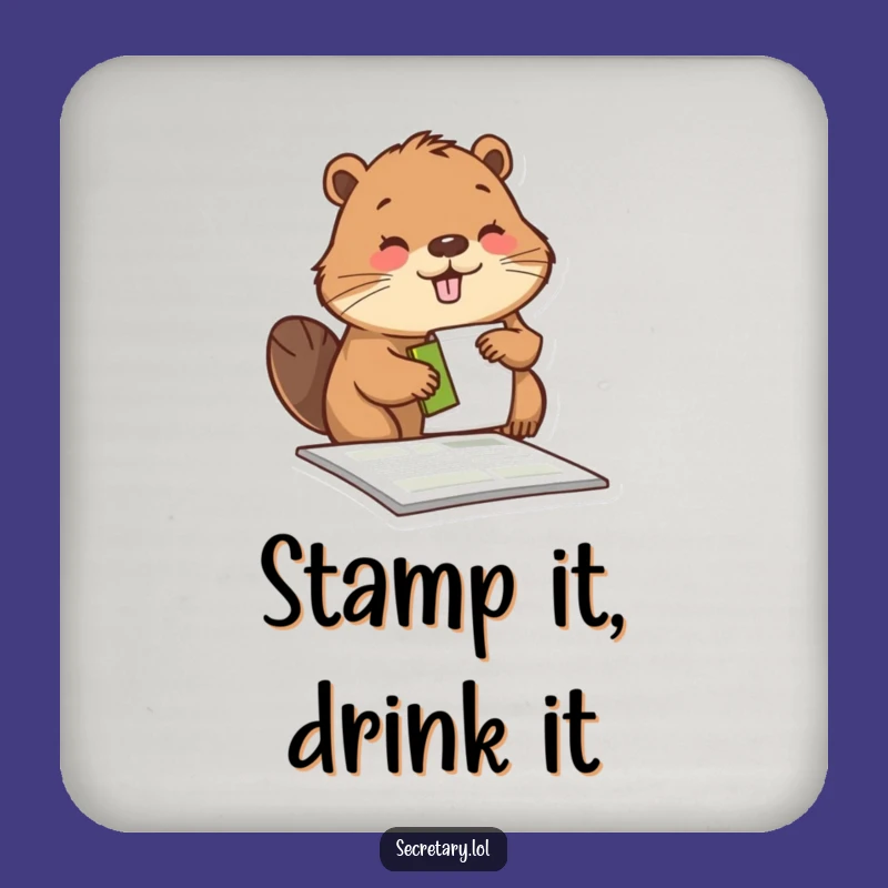 Funny Beaver Coasters (Set of 4): Protect Surfaces with Diligent Beaver Art