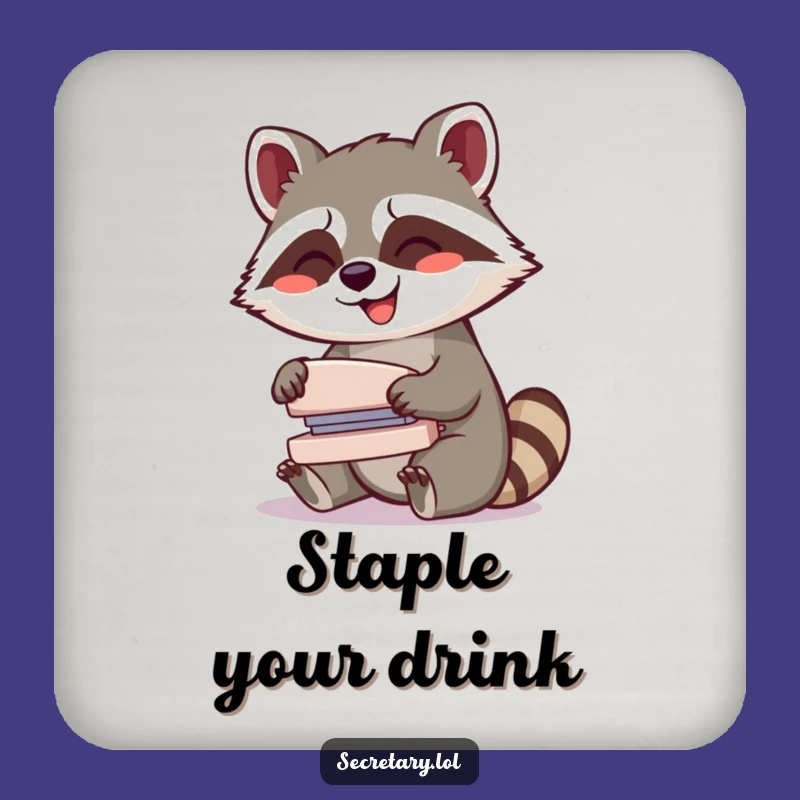 Funny Raccoon Coasters (Set of 4): Protect Surfaces with Giggling Art