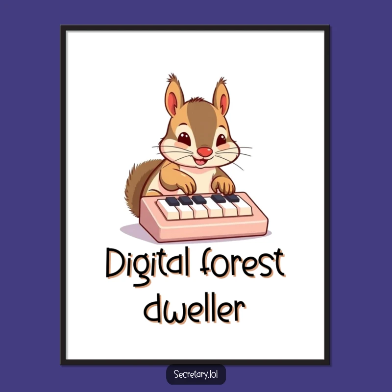 Funny Squirrel Typing Poster: Hilarious Wall Art for Tech Enthusiasts and Animal Lovers