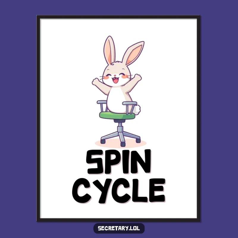 Funny Bunny Office Chair Poster: Dizzy Delight Art for Playful Decor