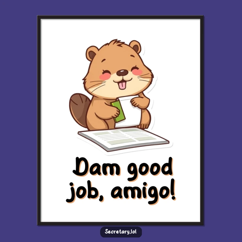 Free Printable Wall Art: Funny Beaver Stamping, Quirky Approved Decor