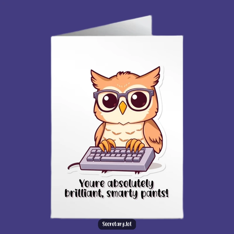 Free Printable Congratulations Card: Funny Owl Typing, Instant Digital Success!