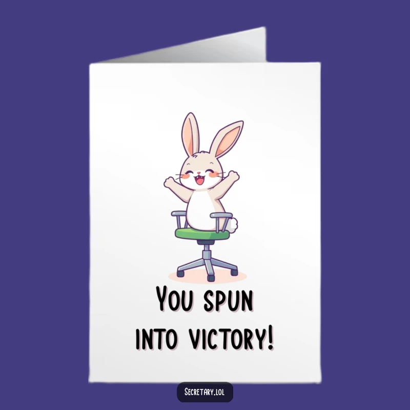 Free Printable Dizzy Bunny Congrats Card - Spin into Success Downloadable Gift