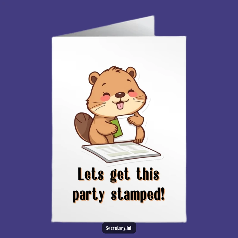 Free Printable Congrats Card: Funny Beaver Stamping, Official Digital Approval