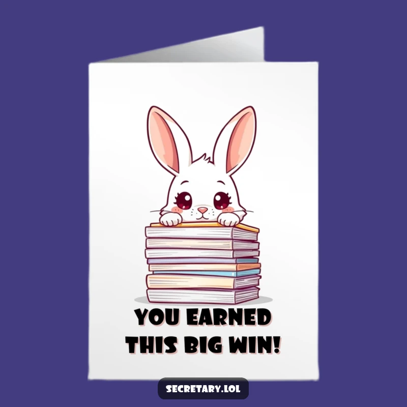 Free Printable Congrats Card: Rabbit Overwhelmed, Wide-Eyed Achievement!