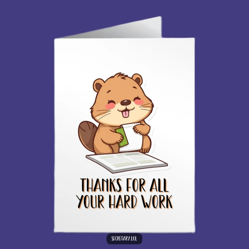 Free Printable Thank You Card: Funny Beaver Stamping, Express Gratitude Instantly