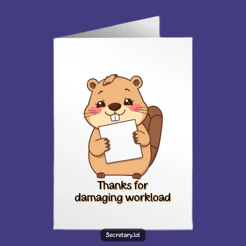 Free Printable Beaver Thank You Card: Diligent Filing Hilarious Downloadable Note