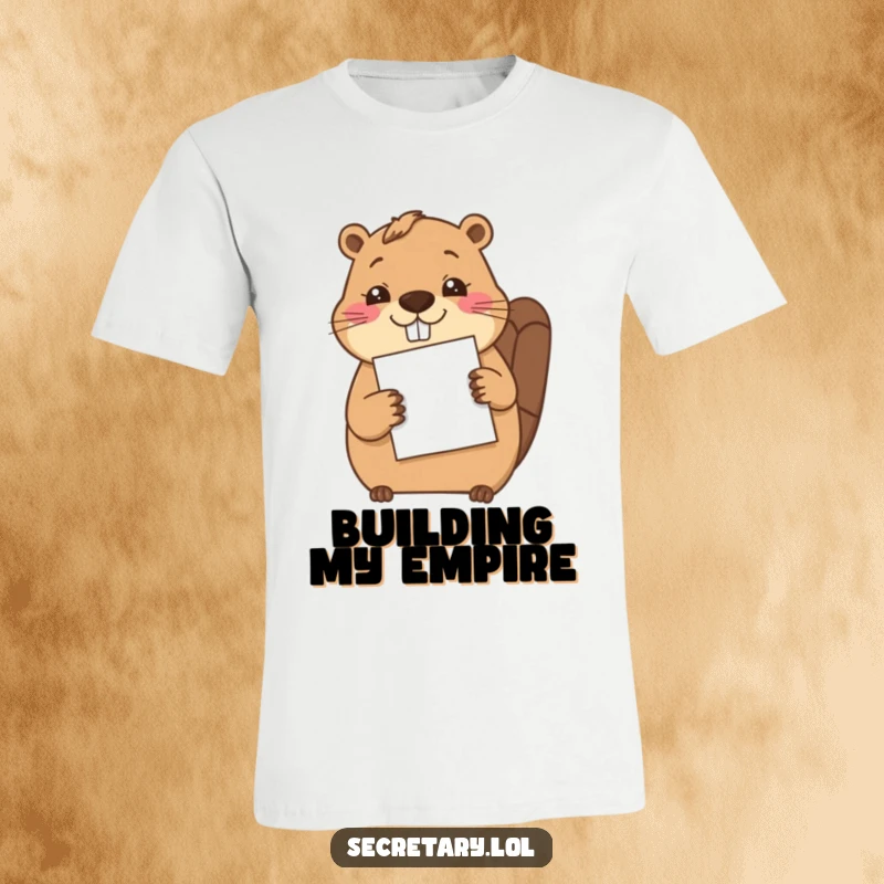 Funny cheerful beaver carefully filing a single sheet of paper with its paw, perfect for a hardworking individual.