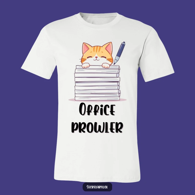 Funny Cat Paperwork T-Shirt: Curious Kitty Pen Batting Tee for Fun Gifts